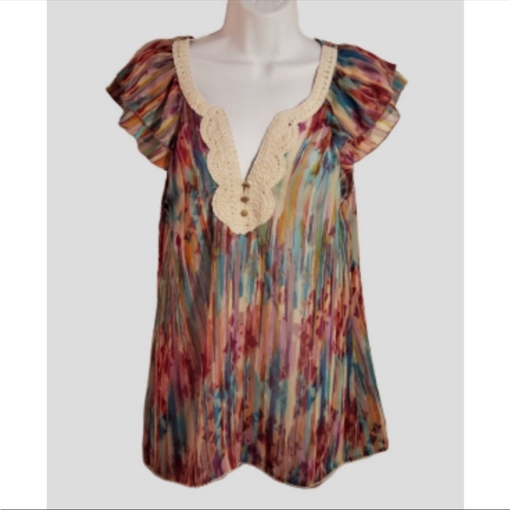Anthropologie Sanctuary Soca Watercolor Blouse XS